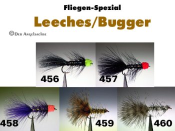 Leichte Leeches / Bugger Gr.6/8 zum Streamern (5 Sorten zur Auswahl)