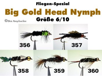 Big Gold Head Nymphs Mittelgroße Nymphen mit 4,6mm Goldkopf-Perlen