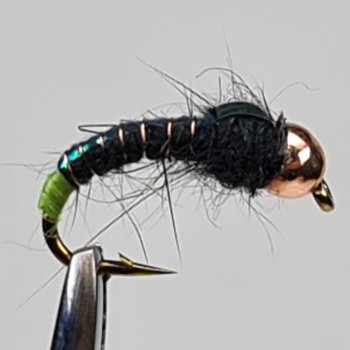 Tungsten Nymph Black/Fluo Chartreuse Tail mit Widerhaken Gr.8