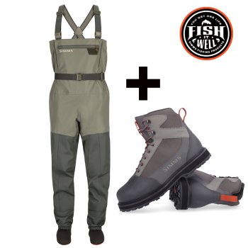 Simms Tributary Stockingfoot Outfit Basalt Wathose und Watschuhe zum Set-Sonderpreis Modelle 2026