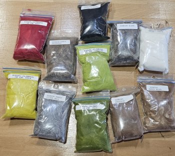 Nr. 8 Musterkollektion Kanin-, Känguruh-, Bisam-Dubbing Fliegenbindematerialien