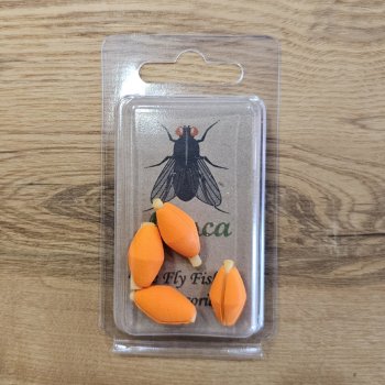 Musca Football Foam Strike Indicator Orange Ein hoch aufschwimmender Bissanzeiger in Orange
