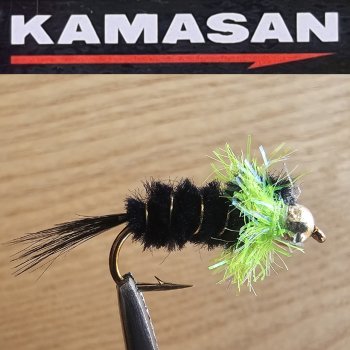 Kamasan Tungsten Montana Crystal Fluo Green Größe 8 Die reizende, unwiderstehliche Steinfliegen-Nymphe.