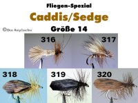 Caddis Sedge Köcherfliegen in der gängigen Größe 14