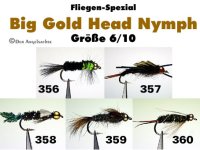 Big Gold Head Nymphs Mittelgroße Nymphen mit 4,6mm Goldkopf-Perlen