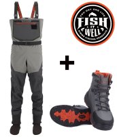 Simms Freestone Stockingfoot 2026 Smoke Wat-Set Wathose + Watschuhe zum Vorteilspreis