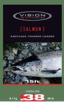 Vision SALMON Leader 15Ft Lachs-Vorfächer POWERFUL LONG BUTT SALMON LEADER pre looped